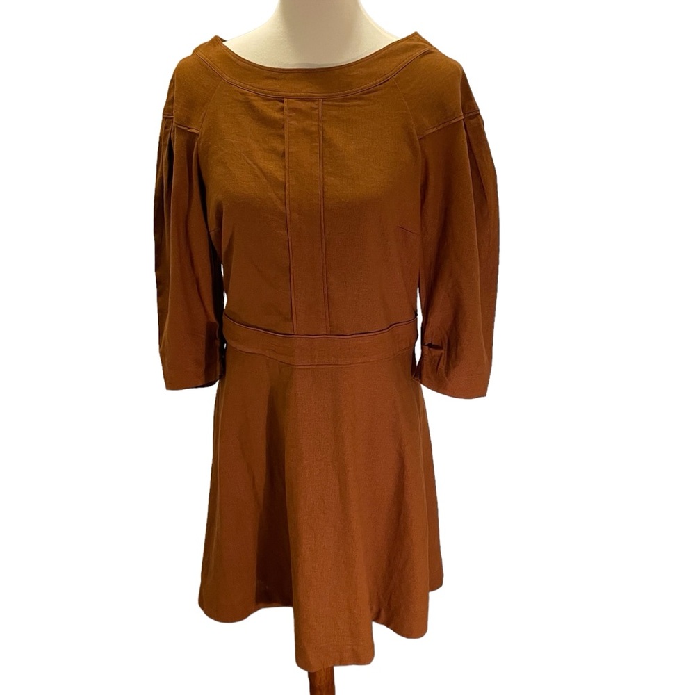 Banana Republic Linen Blend Burnt Brown Dress Size 10